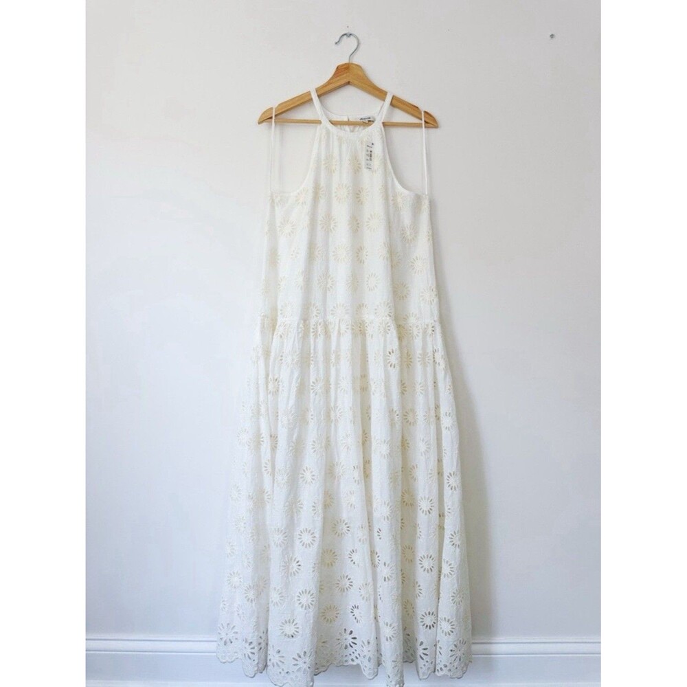 Madewell $198 Embroidered Drop-Waist Maxi Dress Floral Eyelet Ivory Size XXS - Picture 9 of 13